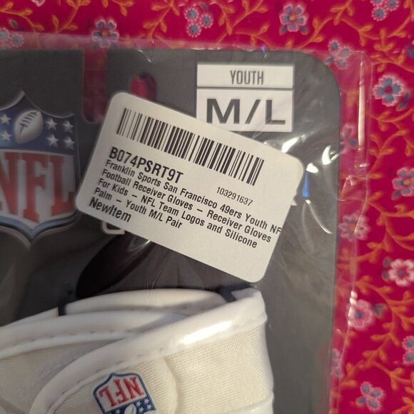NWT San Francisco 49er NFL Team Stretch Fit YOUTH Receiver Gloves Franklin - Picture 3 of 4